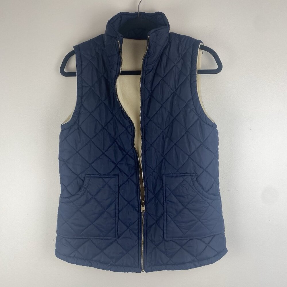 Lexi York Women's Reversible Quilted Vest Size M Navy Blue White Nylon